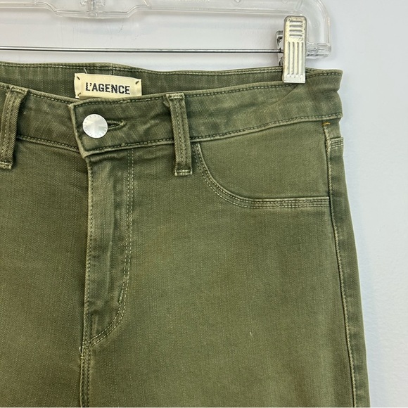 L'AGENCE Margo Olive Green Skinny Mid Rise Cropped Ankle Jeans Size 28 - Picture 6 of 12